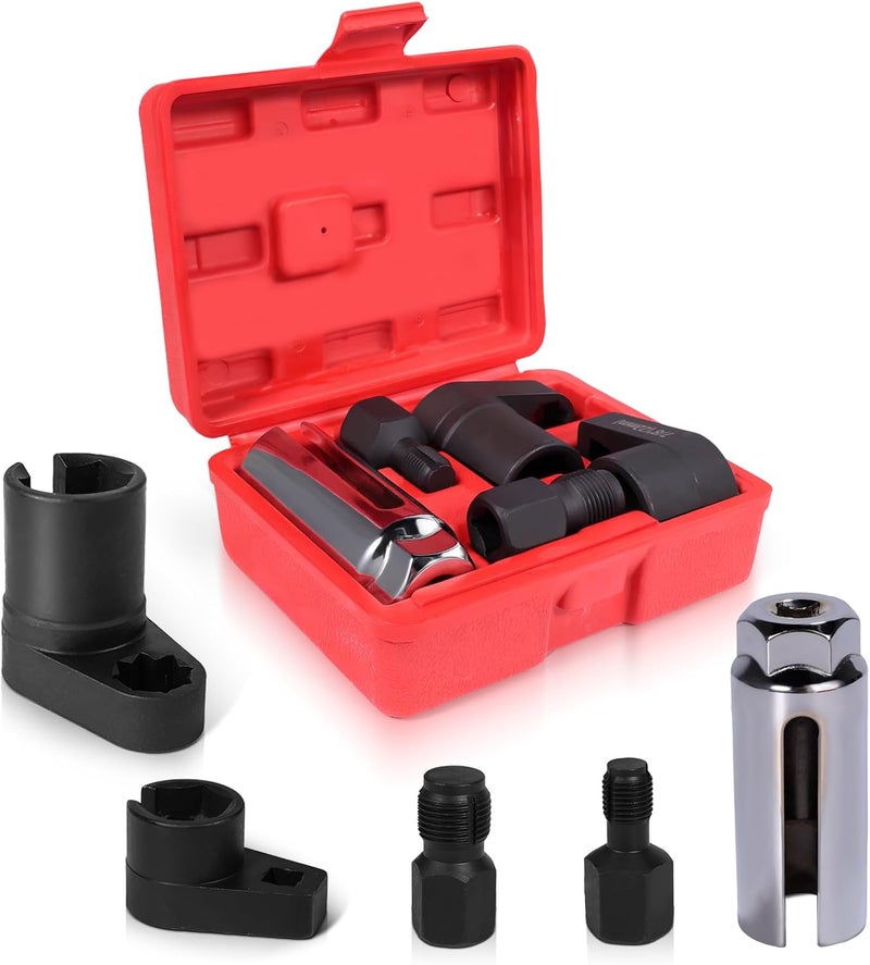 Lemxily 5PCS AutomotiveOxygen Sensor Socket Removal Tool Kit, 3/8” & 1/2” Drive x 7/8” 22mm Oxygen Sensor Wrench and Thread Chaser Set - Image 1